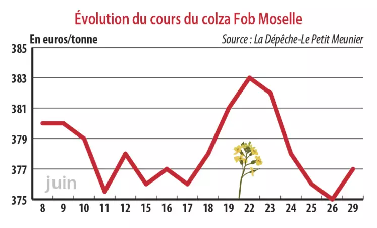 Evolution du cours du colza Fob Moselle