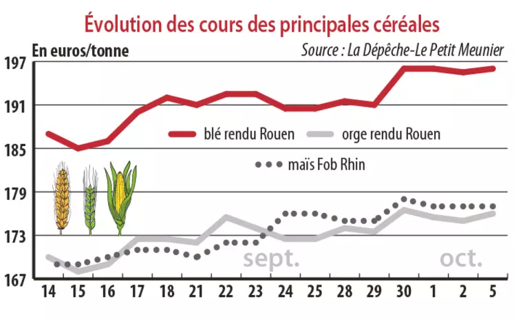 Evolution des cours des principales céréales