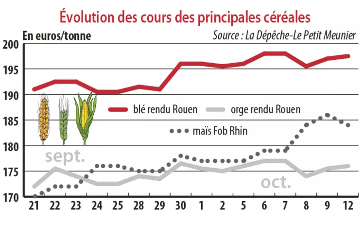 Evolution des cours des principales céréales