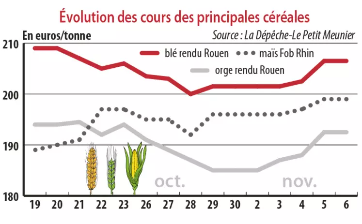 Evolution des cours des principales céréales