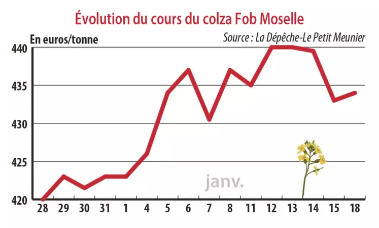 Evolution du cours du colza Fob Moselle