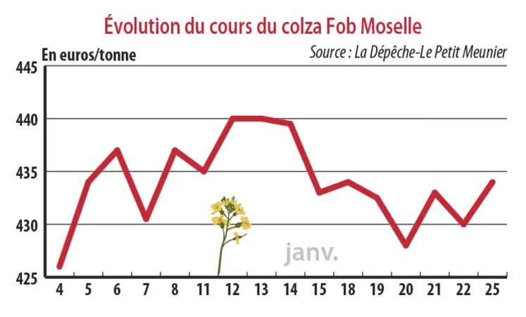 Evolution du cours du colza Fob Moselle