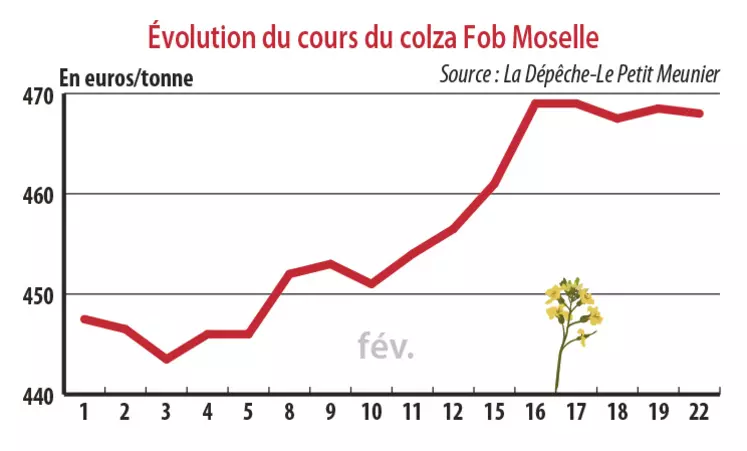 Evolution du cours du colza Fob Moselle