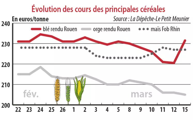 Evolution des cours des principales céréales