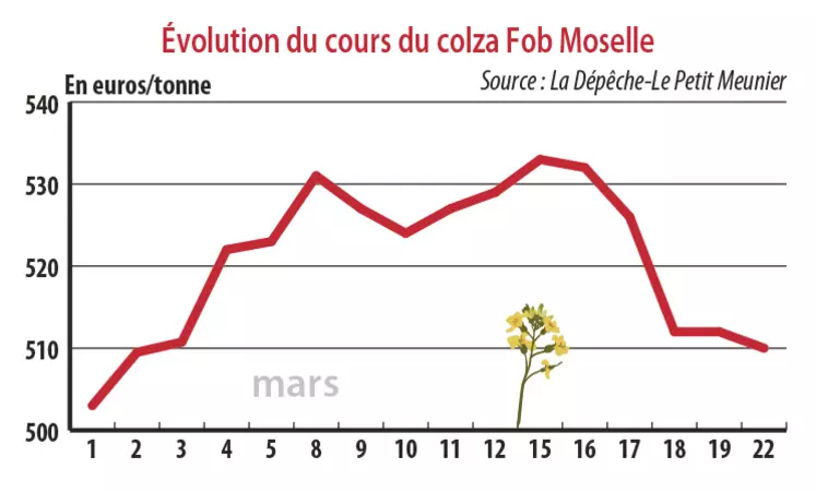 Evolution du cours du colza Fob Moselle