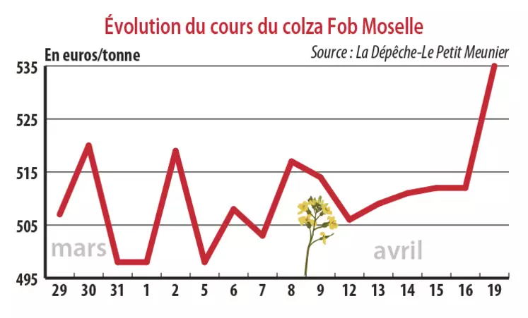 Evolution des cours du colza