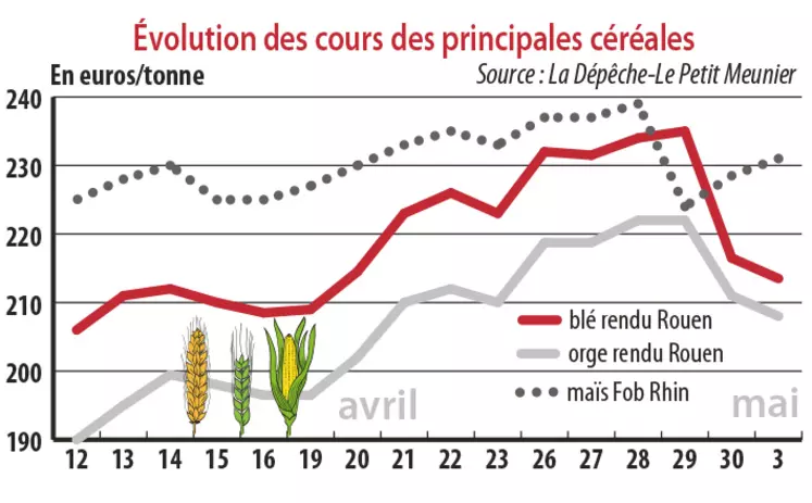 Evolution des cours des principales céréales