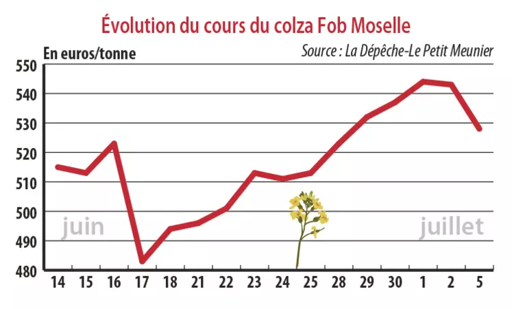 Evolution des cours du colza