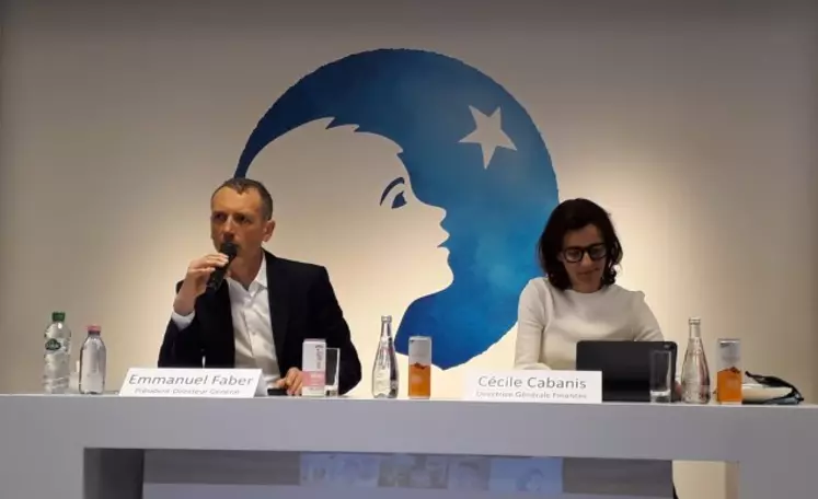 Emmanuel Faber, président-directeur général de Danone, et Cécile Cabanis, directrice financière. © DR