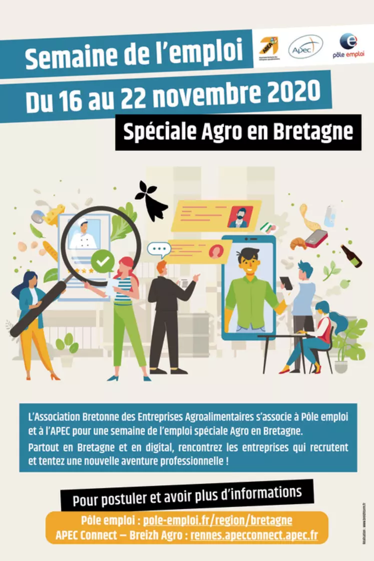 Affiche pour la première Semaine de l'emploi coordonnée par l'Association bretonne des entreprises alimentaires. © DR