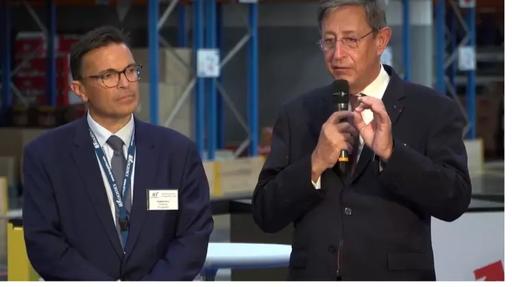 Eric Hémar (à gauche) et Patrick Daher ont présenté leur rapport à l'ex-Premier ministre Edouard Philippe en septembre 2019 à ID Logistics. © ID Logistics sur Youtube