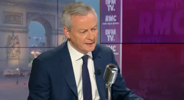 Bruno Le Maire s'est opposé fermement à la reprise de Carrefour par Couche-Tard ce matin sur RMC-BFMTV. © capture d'écran de BFM-TV