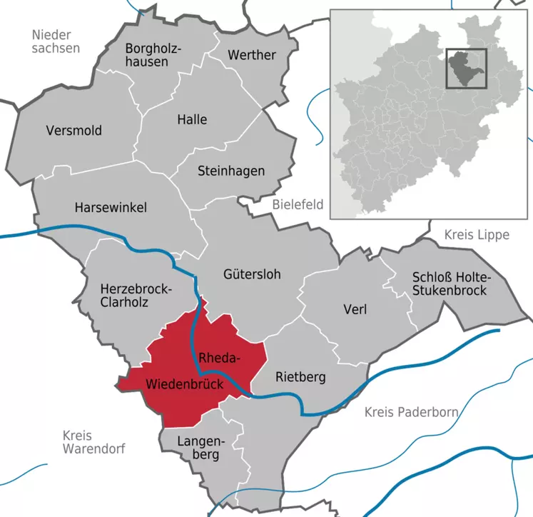 Canton de Rheda-Wiedenbrück confiné. © Wikipedia