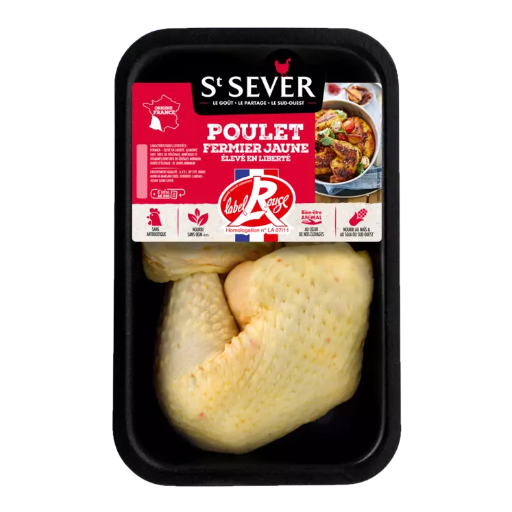 Cuisses de poulet jaune Label Rouge St Sever: nouvelle présentation 2023.