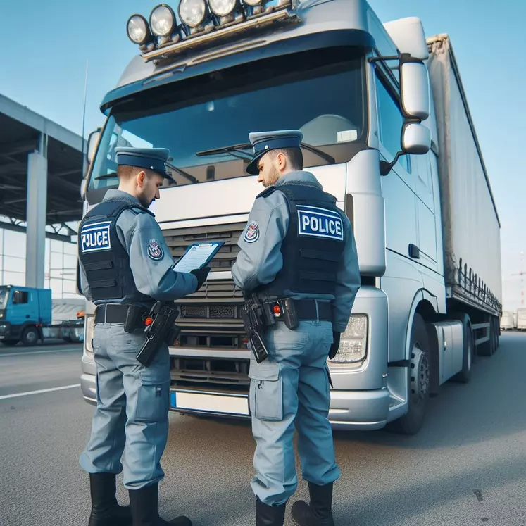 douaniers devant un camion