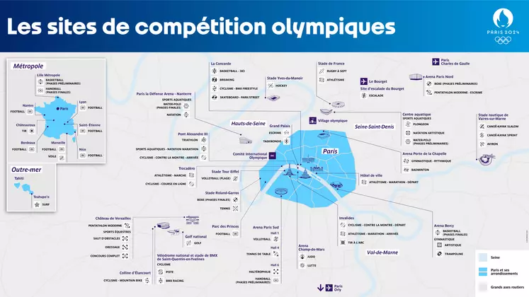 Cate des sites de compétition olympiques pour les JO 2024 de Paris
