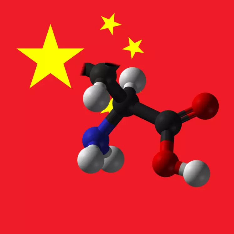 molécule de lysine sur un drapeau chinois