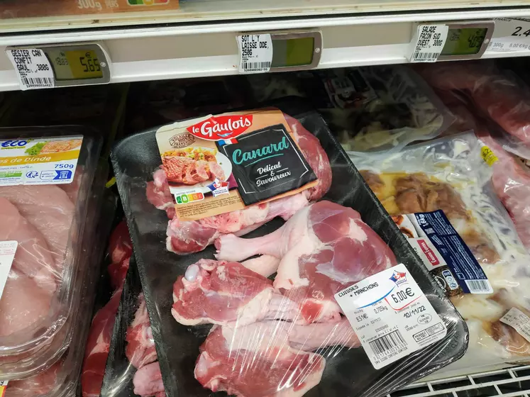 viande de canard en supermarché