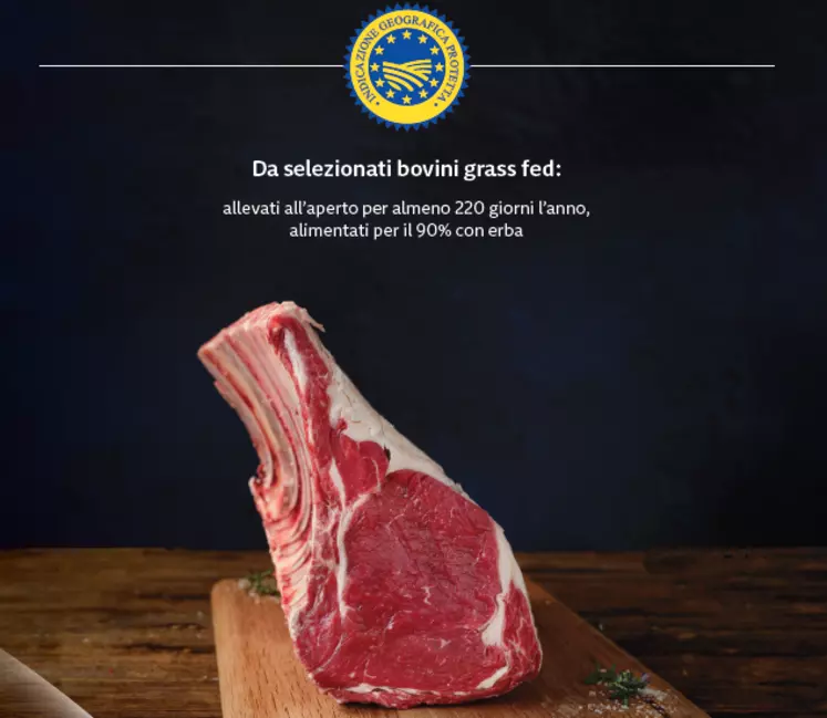 affiche publicitaire en italien sur l'igp boeuf irlandais