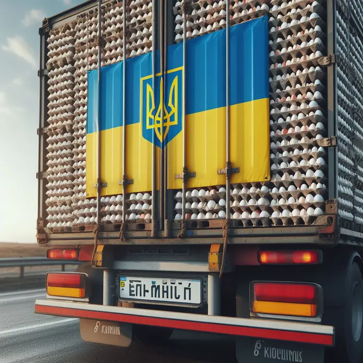 camion oeufs avec drapeau ukrainien