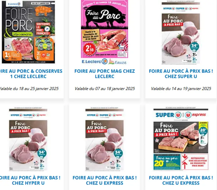 Six catalogues de promotions sur le porc 