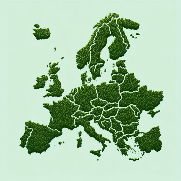 le contour de la carte de l'Union européenne en vert, esprit simple et naturel