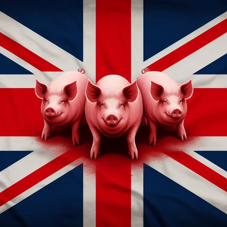 image de cochon sur fond de drapeau britannique 