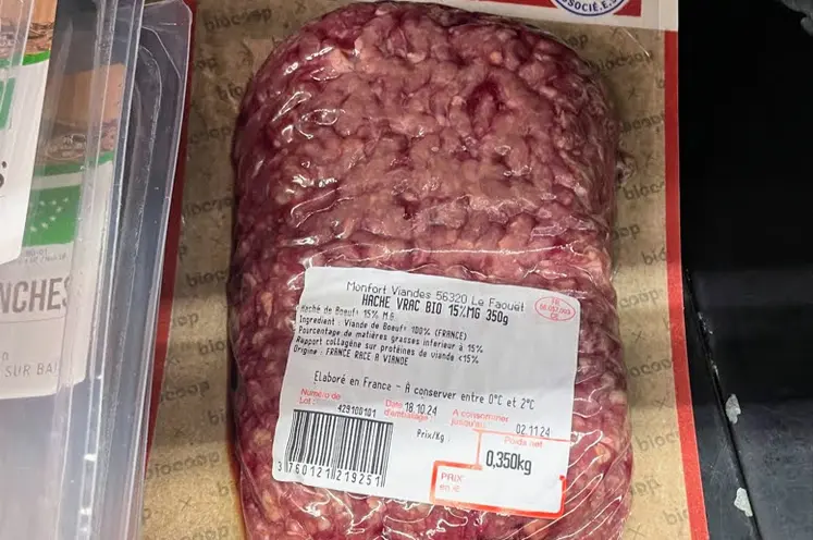 viande hachée bio en magasin