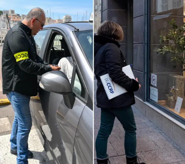 deux employés de la dgccrf qui effectuent des controles