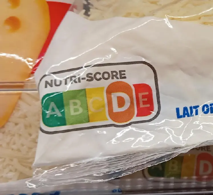 nutriscore sur emballage fromage rapé