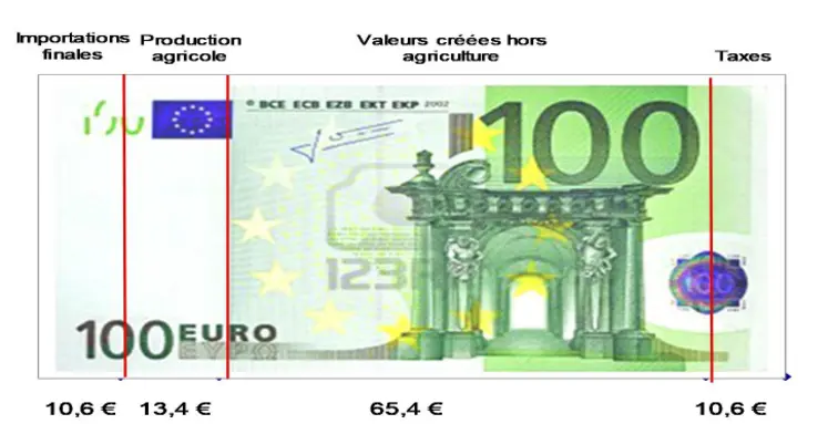 graphique sur un billet de 100 euros