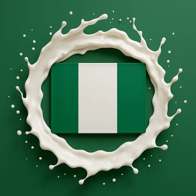 drapeau nigérian entouré de lait 