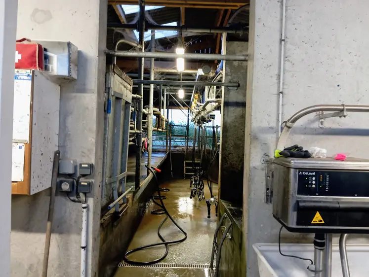 Salle de traite dans une ferme laitière