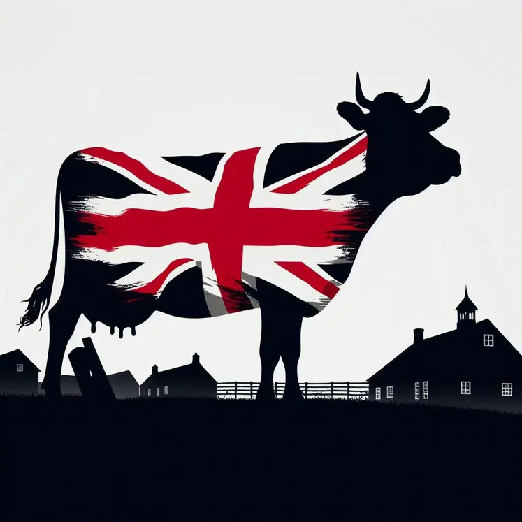 une silhouette de vache dans laquelle on voit le drapeau du royaume uni