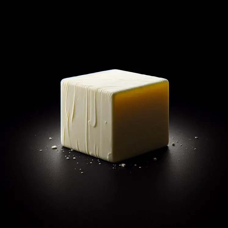 Un cube de beurre sur fond noir