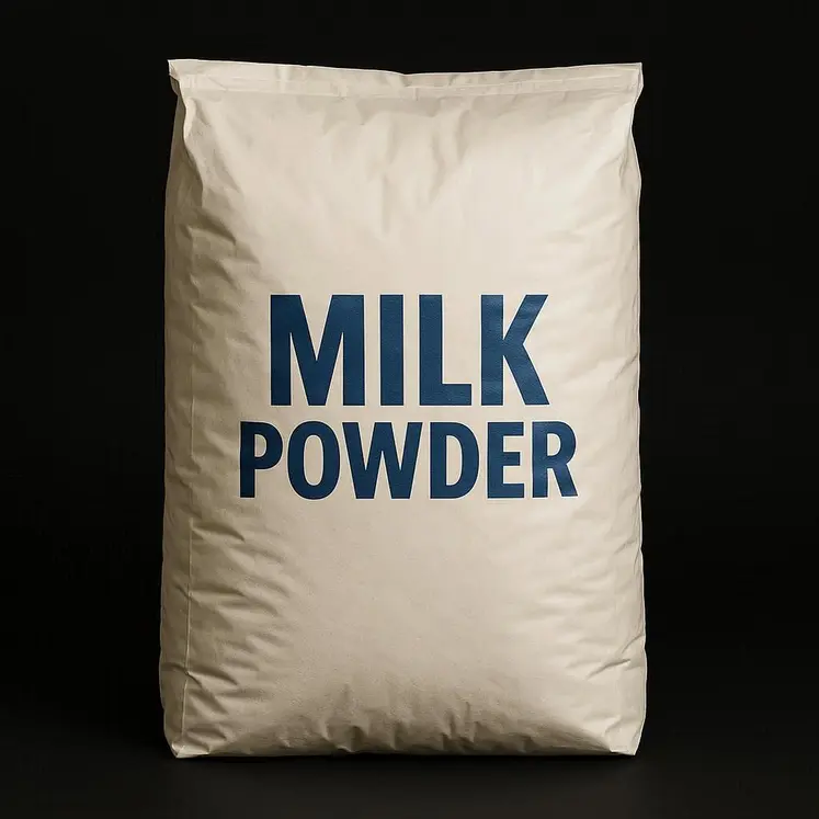 un big bag de poudre de lait sur fond noir