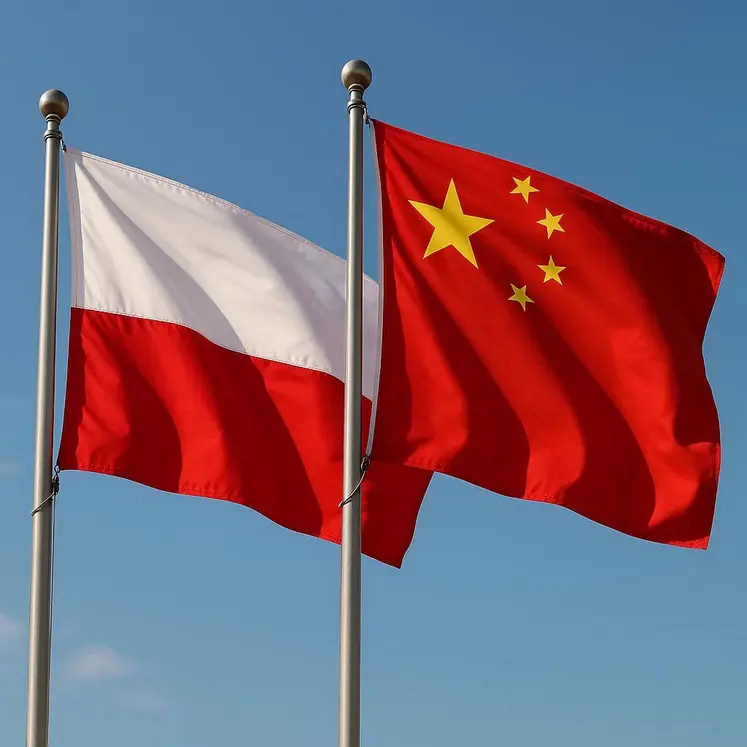 le drapeau de la pologne et celui de la chine cote à cote