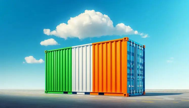 un conteneur peint aux couleurs du drapeau irlandais