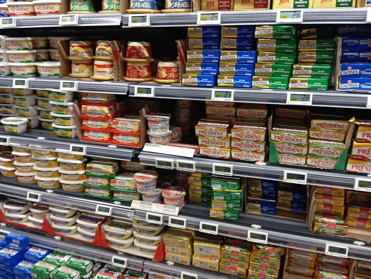 rayon beurre en supermarché