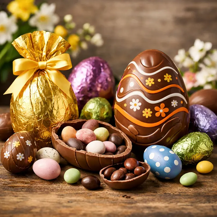 Œufs en chocolat de Pâques colorés
