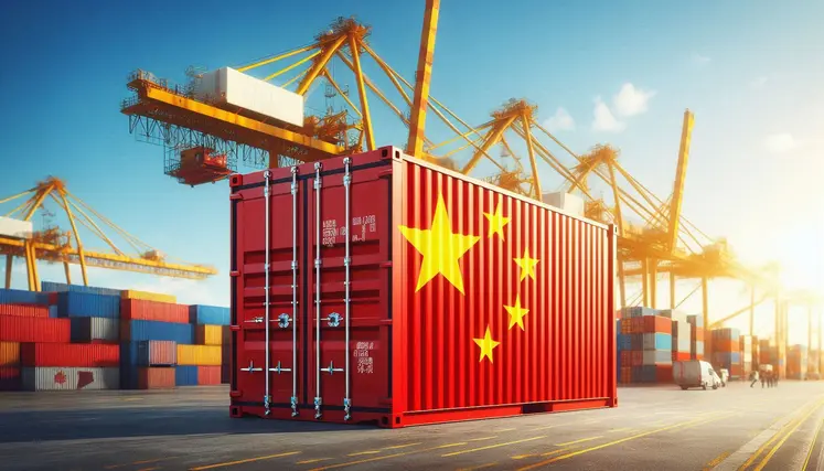 un conteneur aux couleurs du drapeau chinois