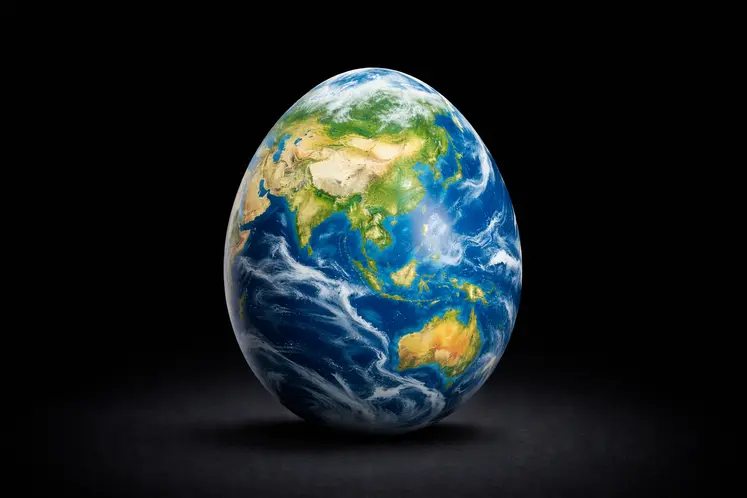Oeuf peint représentant la Terre