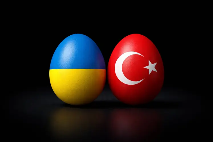 Œufs aux drapeaux ukrainien et turc