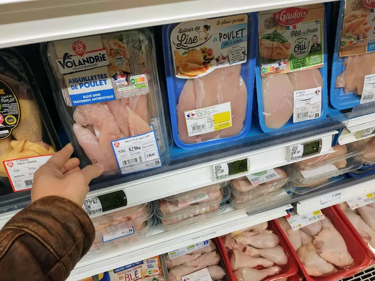 Rayon poulet en grande surface 