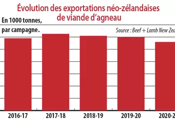 Evolution des exportations néo-zélandaises de viande d'agneau