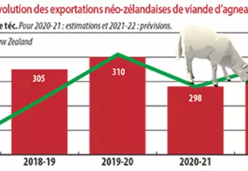 Evolution des exportations néo-zélandaises de viande d'agneau