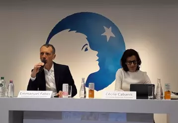 Emmanuel Faber, président-directeur général de Danone, et Cécile Cabanis, directrice financière. © DR