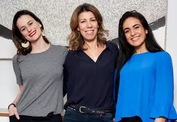 (De gauche à droite) : Lauren Lachaud, chef de produit ; Laure-Anne de Tastes, directrice de la marque ; Fatiha Ramli, responsable R&D, les trois fondatrices de la marque Cultiv. © Invivo