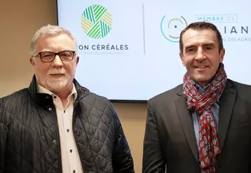 A gauche, Didier Lenoir, président, et à droite, Christophe Richardot, directeur général, de Dijon Céréales © Dijon Céréales