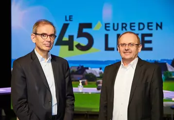De gauche à droite : Alain Perrin, directeur général, et Serge Le Bartz, président, du groupe coopératif Eureden. © Eureden
